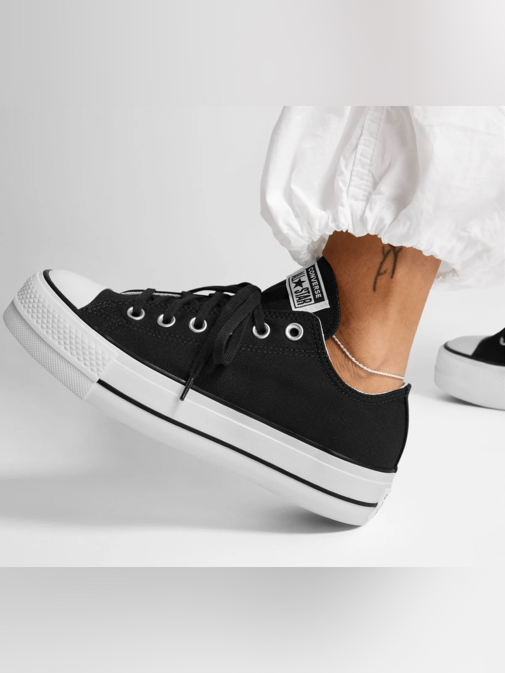 Converse Black Low-Top Platform Canvas Sneaker